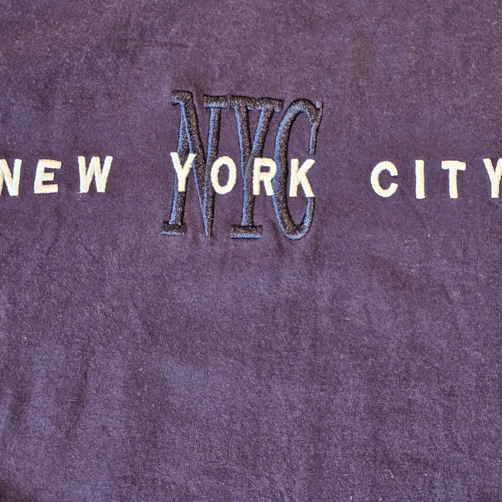 Wali USA Mens New York City T-Shirt Navy Blue Embroidered NYC Graphic Tee Medium