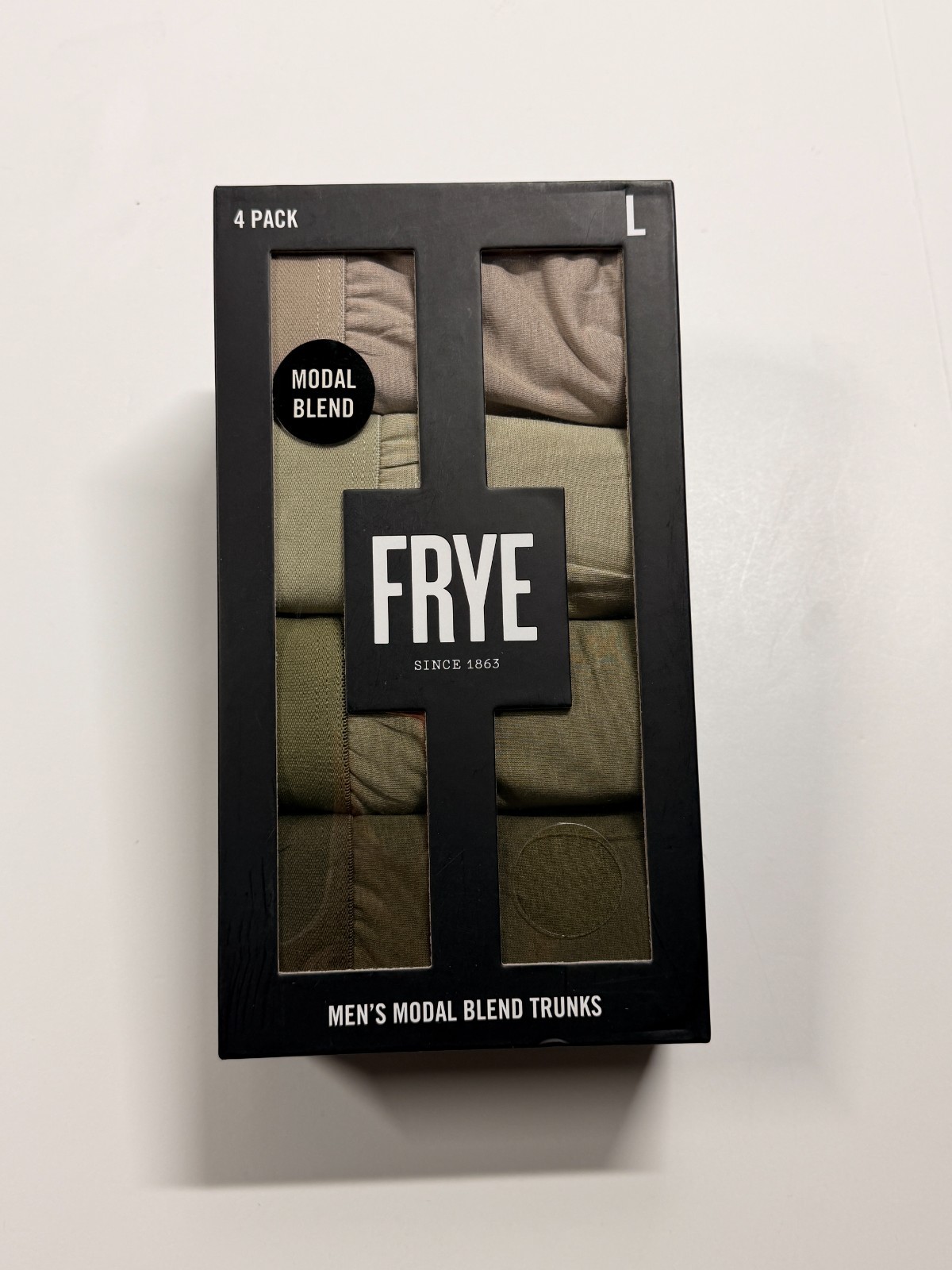 FRYE Modal Blend Trunks – 4 Pack – NWT – Large – Green & Tan Earth Tones