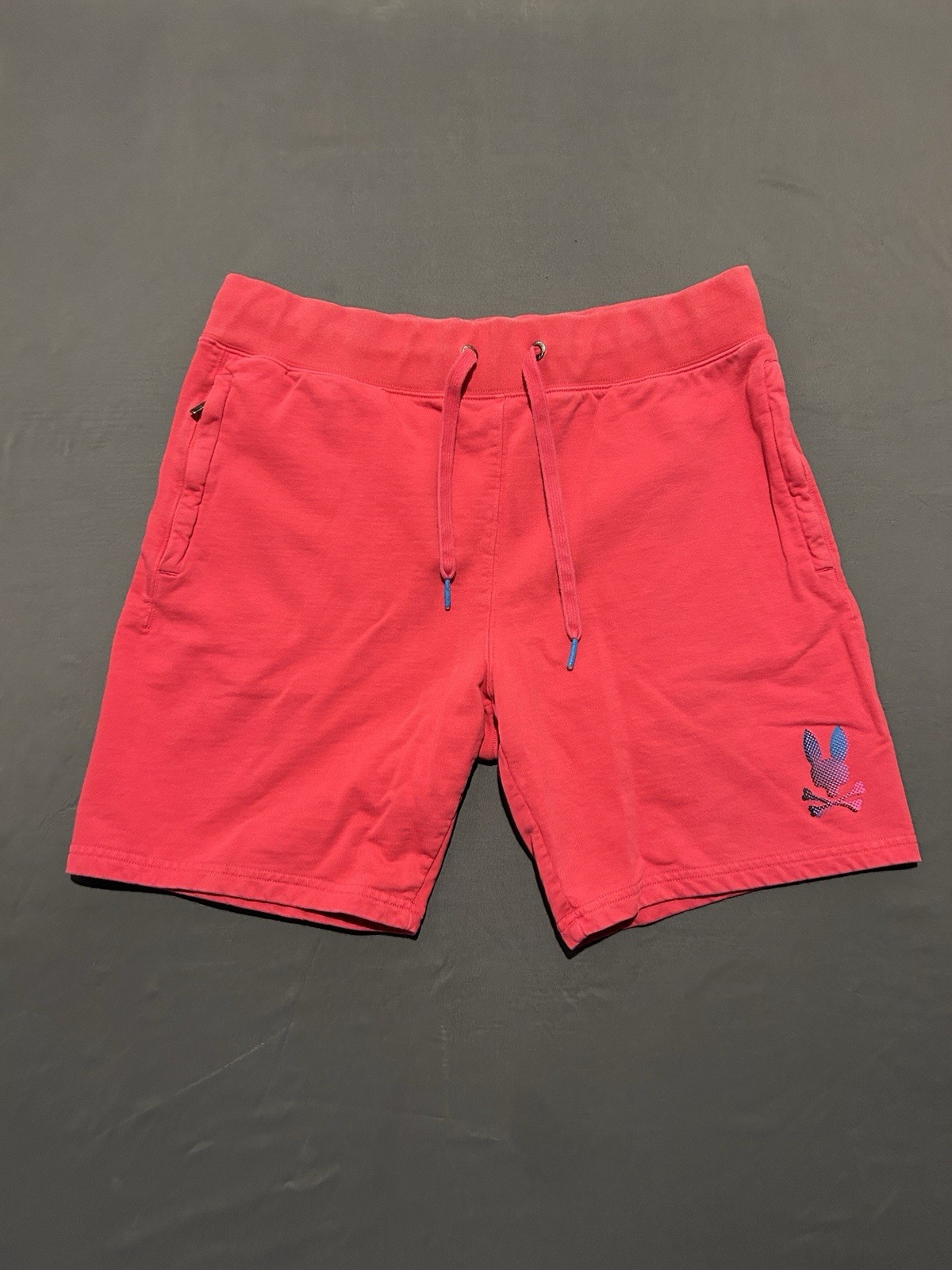 Psycho Bunny Shorts Mens Large Red Hindes Sweats Drawstring Zipper Pockets
