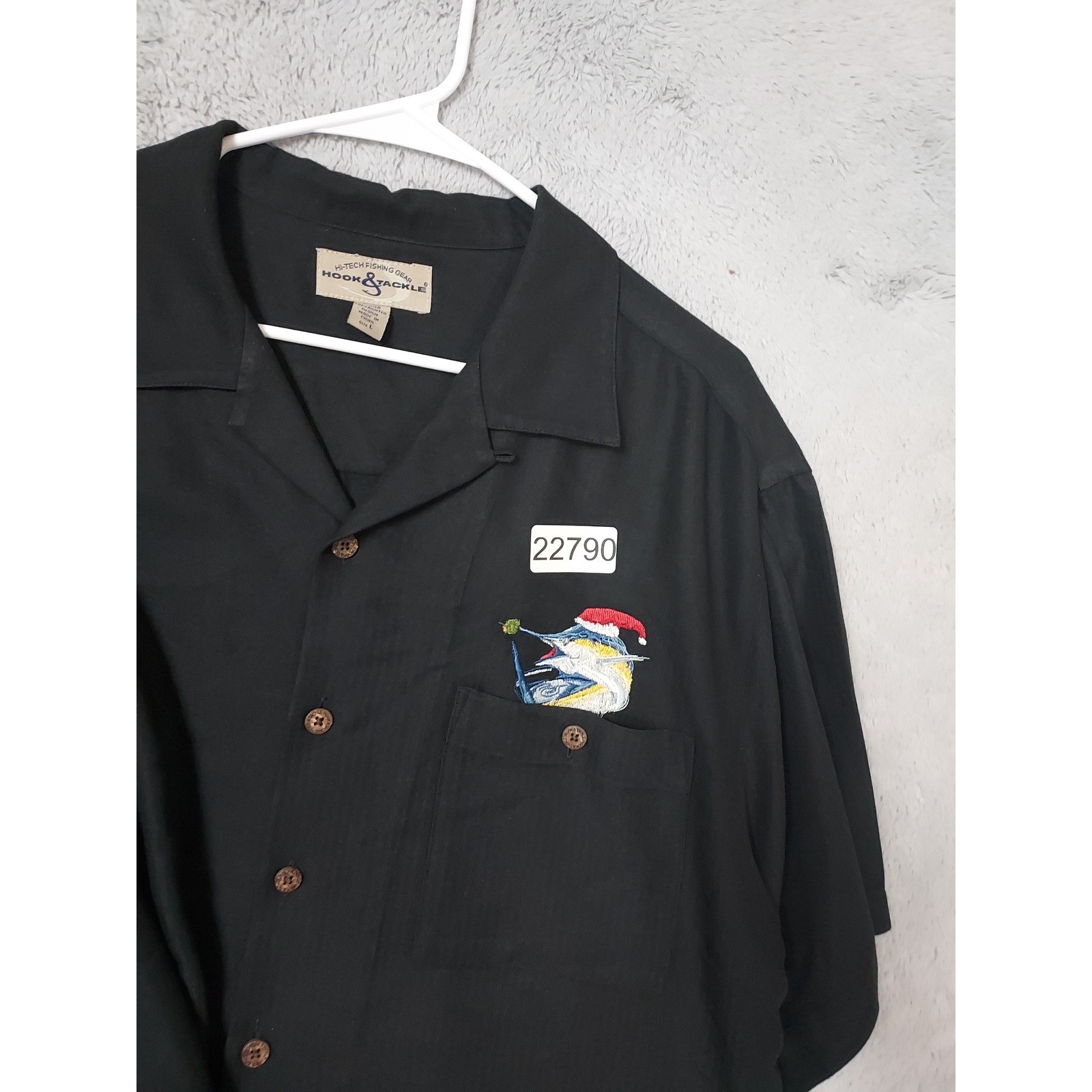 Hook and Tackle Shirt Mens Large Christmas Marlin Martini Embroidered Camp Fish