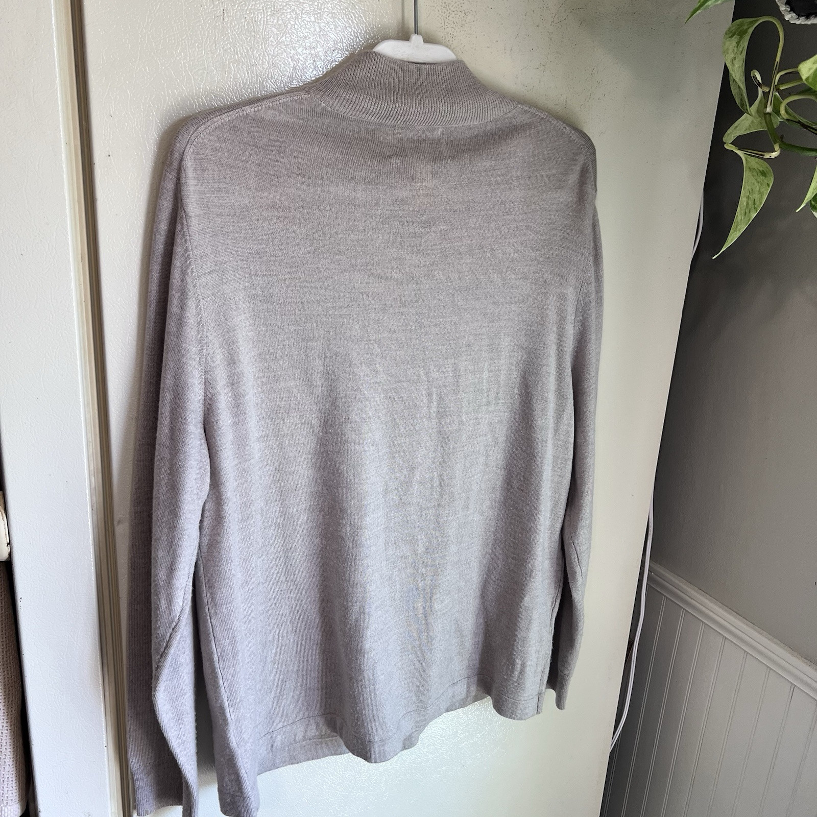 Joseph Abboud 1/4 Zip Sweater Mens Size XL 100% Extra Fine Merino Wool Oatmeal