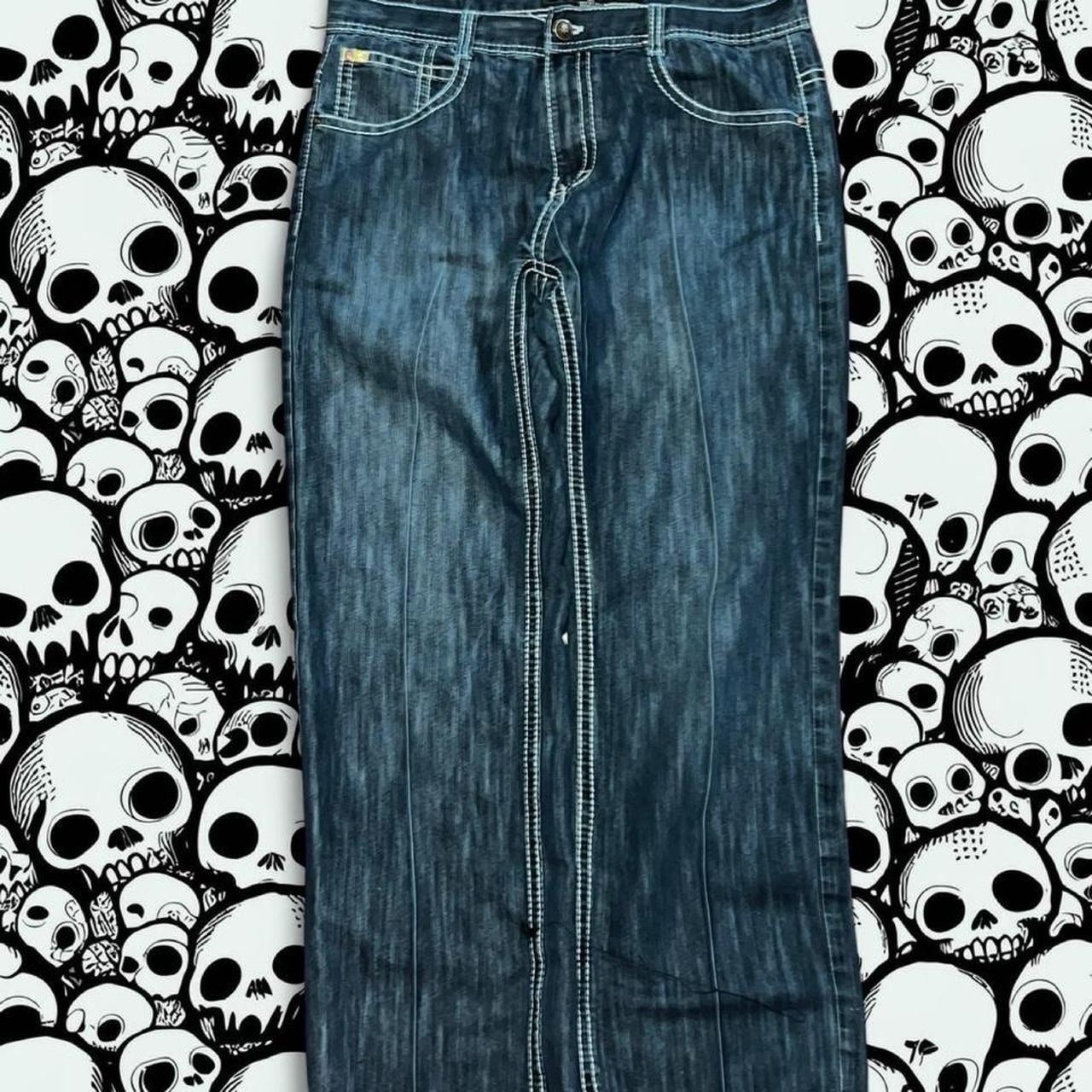 Southpole Men’s Blue Dark Wash Cotton Denim Straight Relaxed 5-Pocket Logo