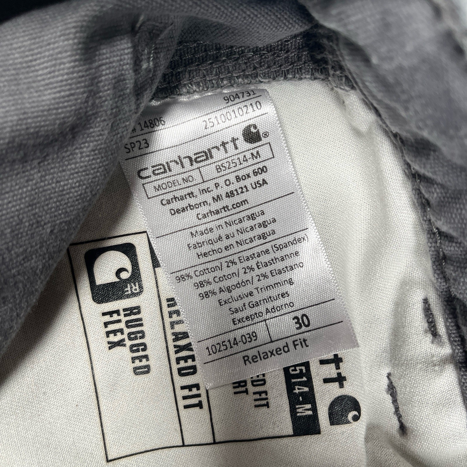 Carhartt Relaxed Fit Rugged Flex Canvas Work Shorts Men *28 Gray BS2514-M
