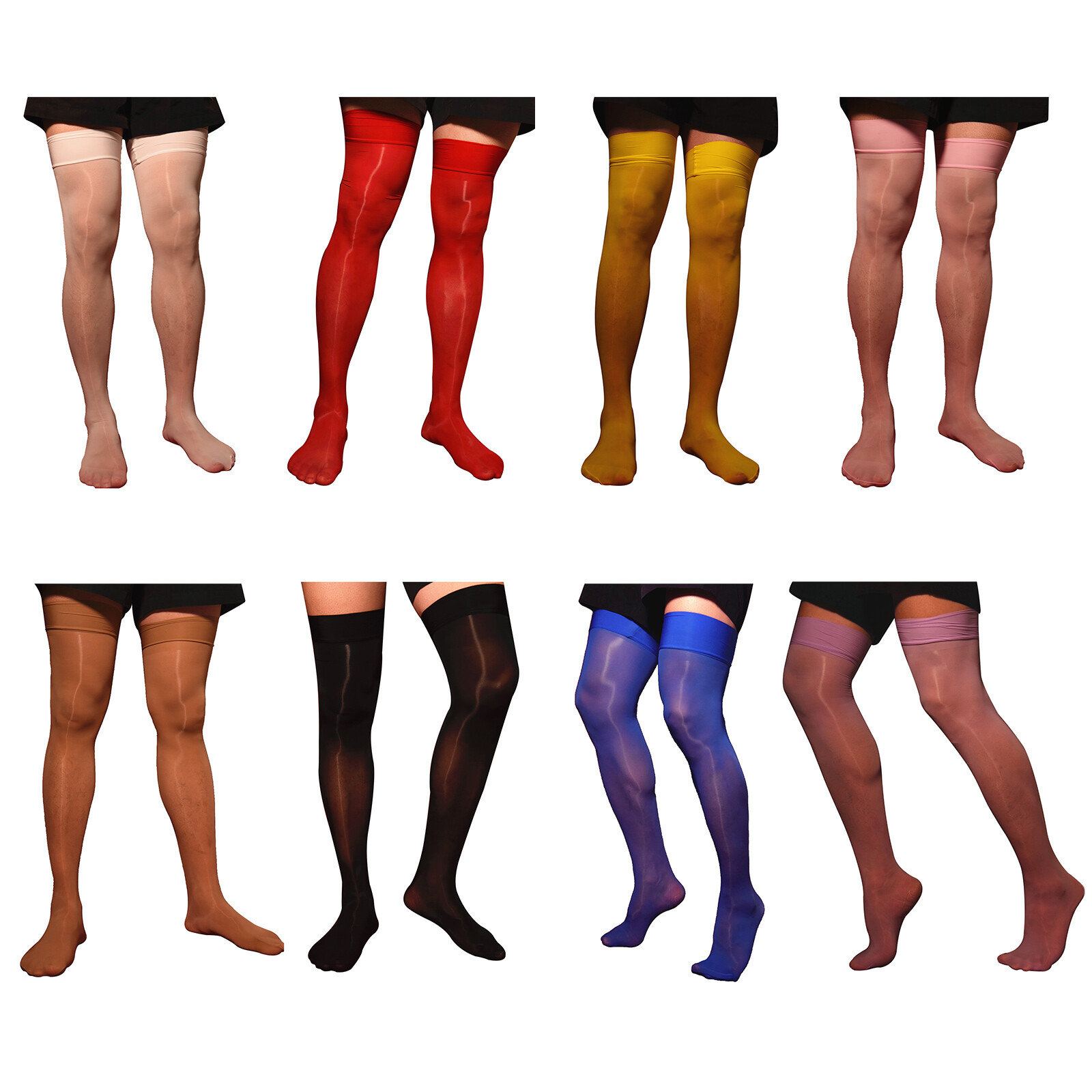 US Men Sissy Thigh High Stockings Shiny Oil Opaque Long Socks Stretchy Underwear