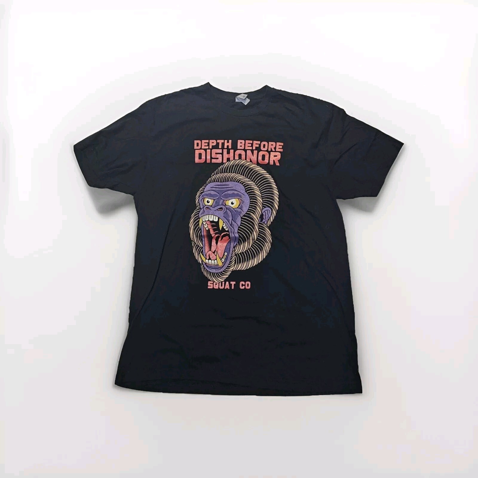 Next Level Gorilla Graphic Lifting Depth Before Dishoner T-Shirt Men’s SZ Lg