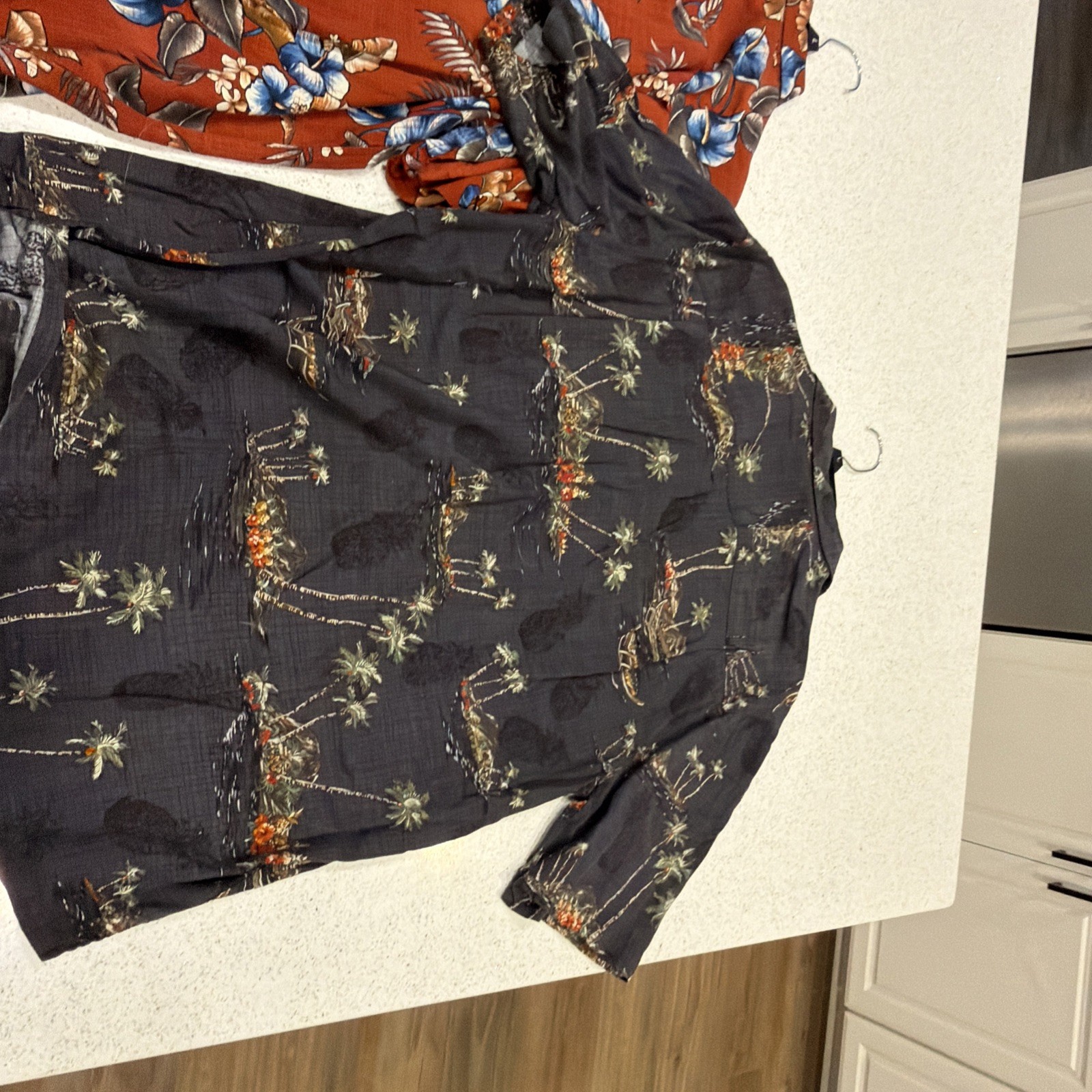 2-Batik Bay Hawaiian Shirt Mens Large Red Blue Floral Anthurium Beach Tropical