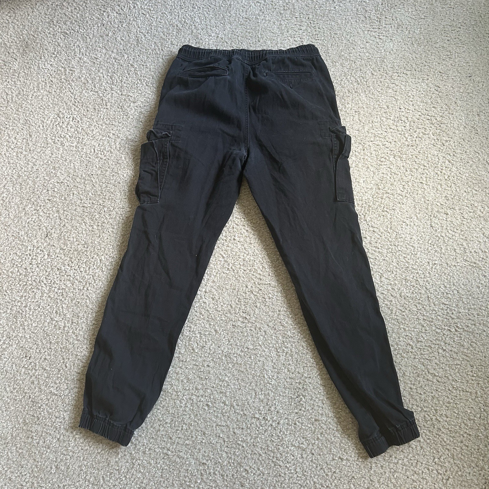 Aéropostale Men’s Black Cargo Jogger Pants Size S Waist Cotton Drawstring