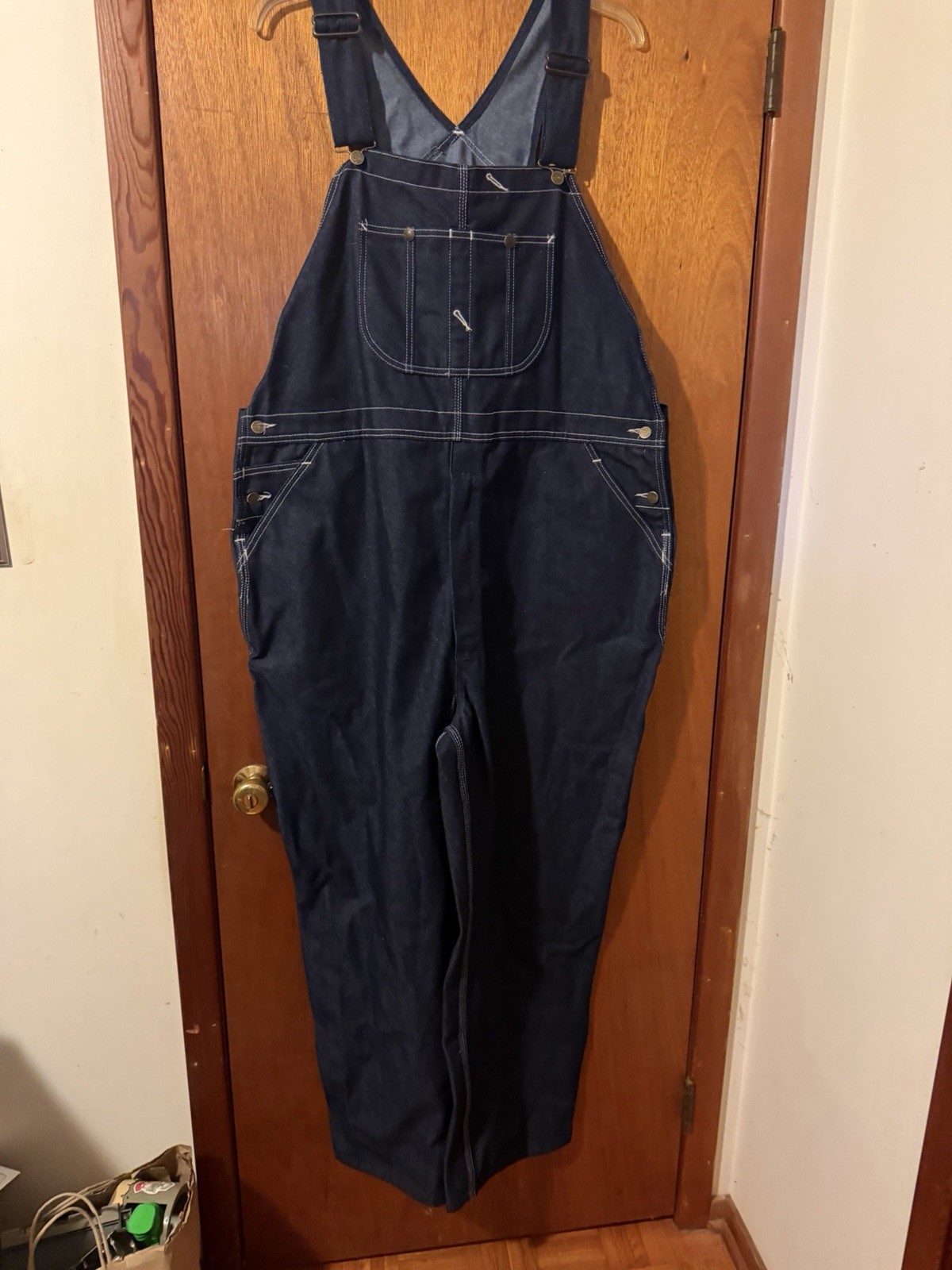 Vintage Sears Roebucks Overalls 50×30 Denim Bib Pockets Blue Retro Grandfather