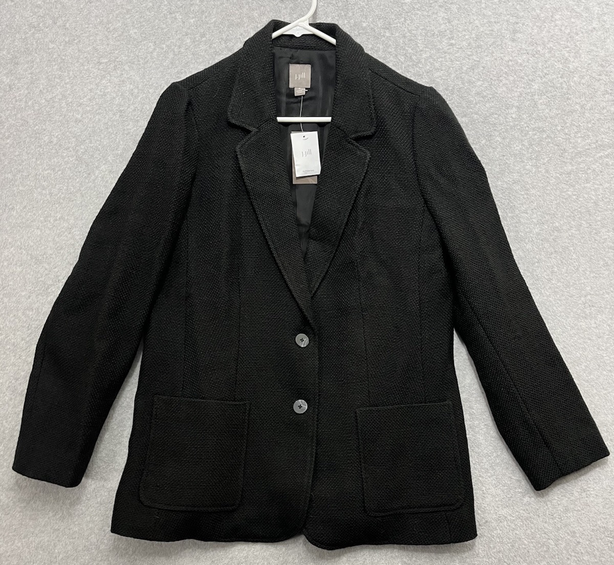 J Jill Jacket Black Woman’s Medium Wool Blend Button Long Sleeve Lined