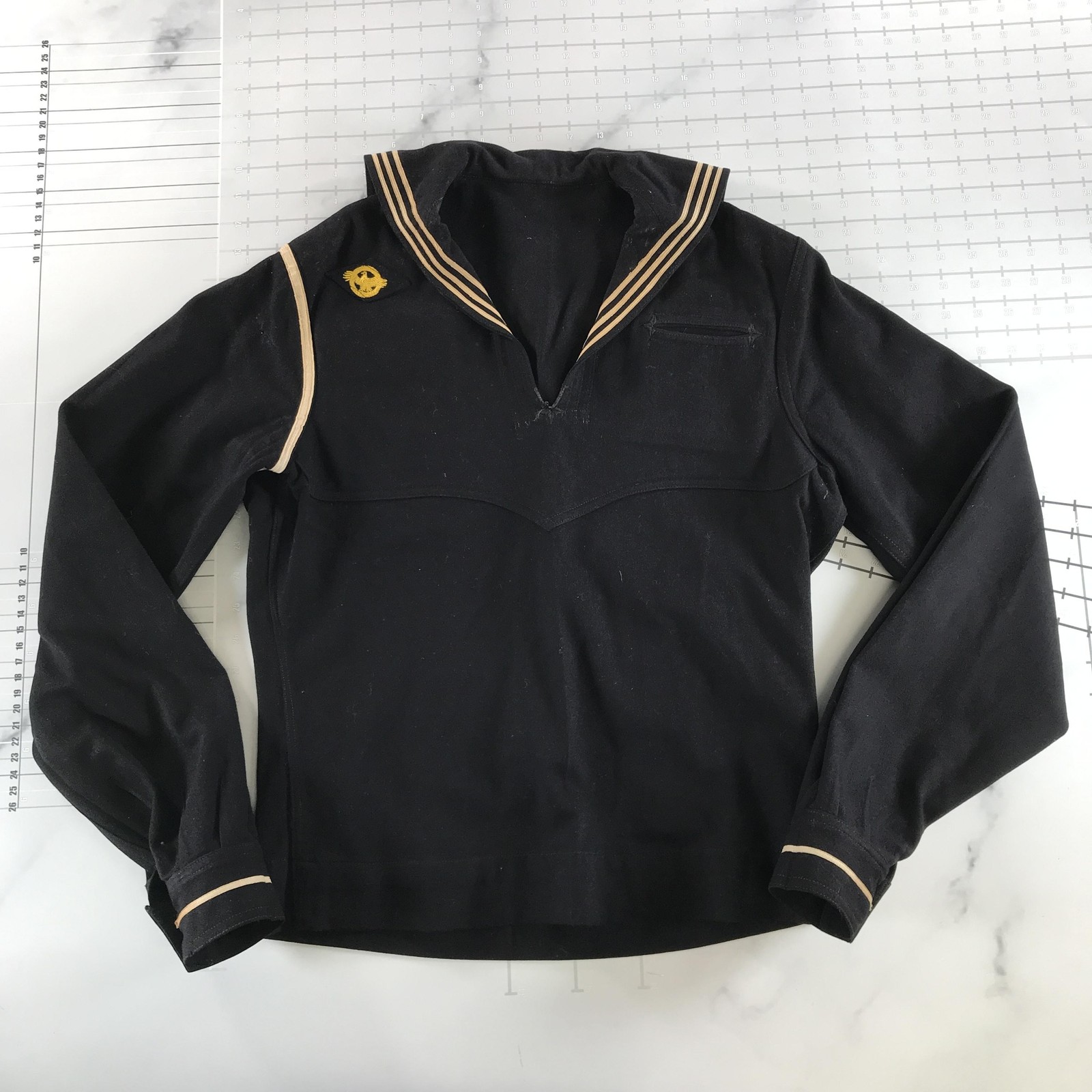 Vintage Navy Company Factory Sailor Jacket Mens 38 Dark Navy Wool Uniform Gold