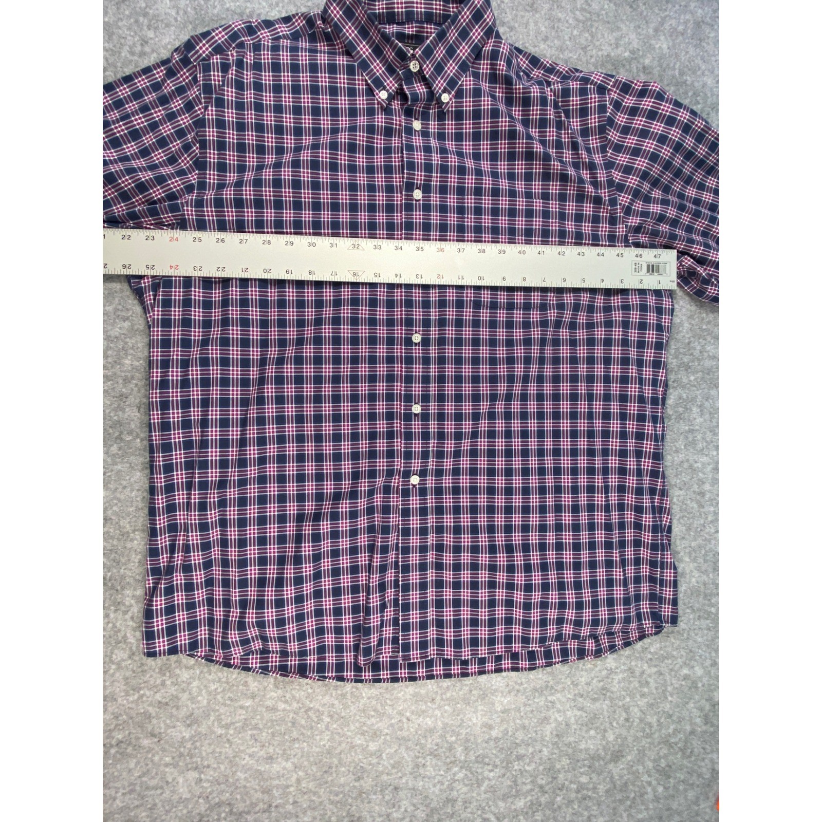 Jos A Bank Traveler Button Down Shirt Men XL Blue Pink Plaid Traditional Cotton