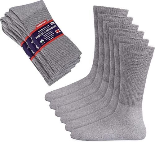 3 6 12 Pairs Gey Health Circulatory Cotton Crew Diabetic Sock 9-11 10-13 13-15