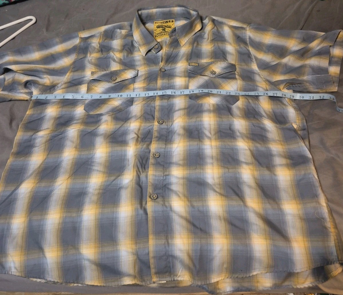 Dixxon Flannel Bamboo Blend Short Sleeve Plaid Shirt Men 4X Yellow Grey