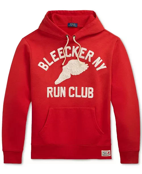 Polo Ralph Lauren Hoodie Mens Medium Bleecker NY Run Club P-Wing Red NYC Fleece