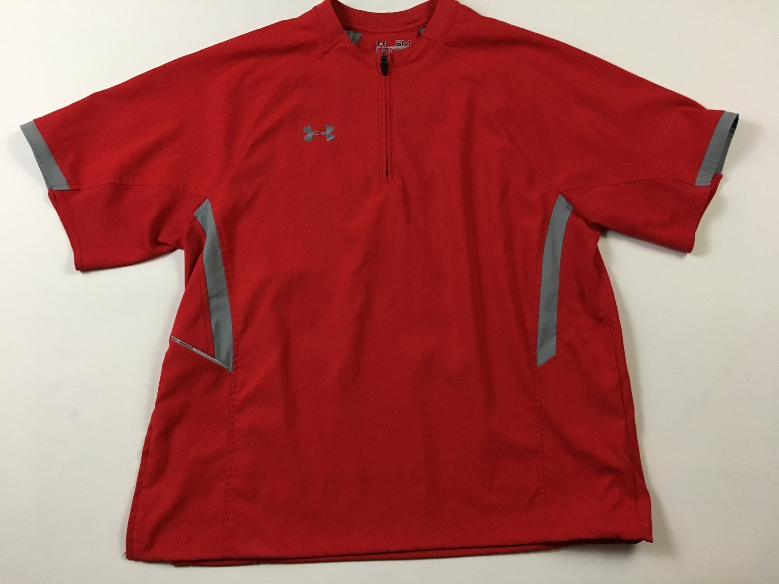 Under Armour Mens S athletic shirt Red Gray 1/4 Zip All Season Gear Pullover