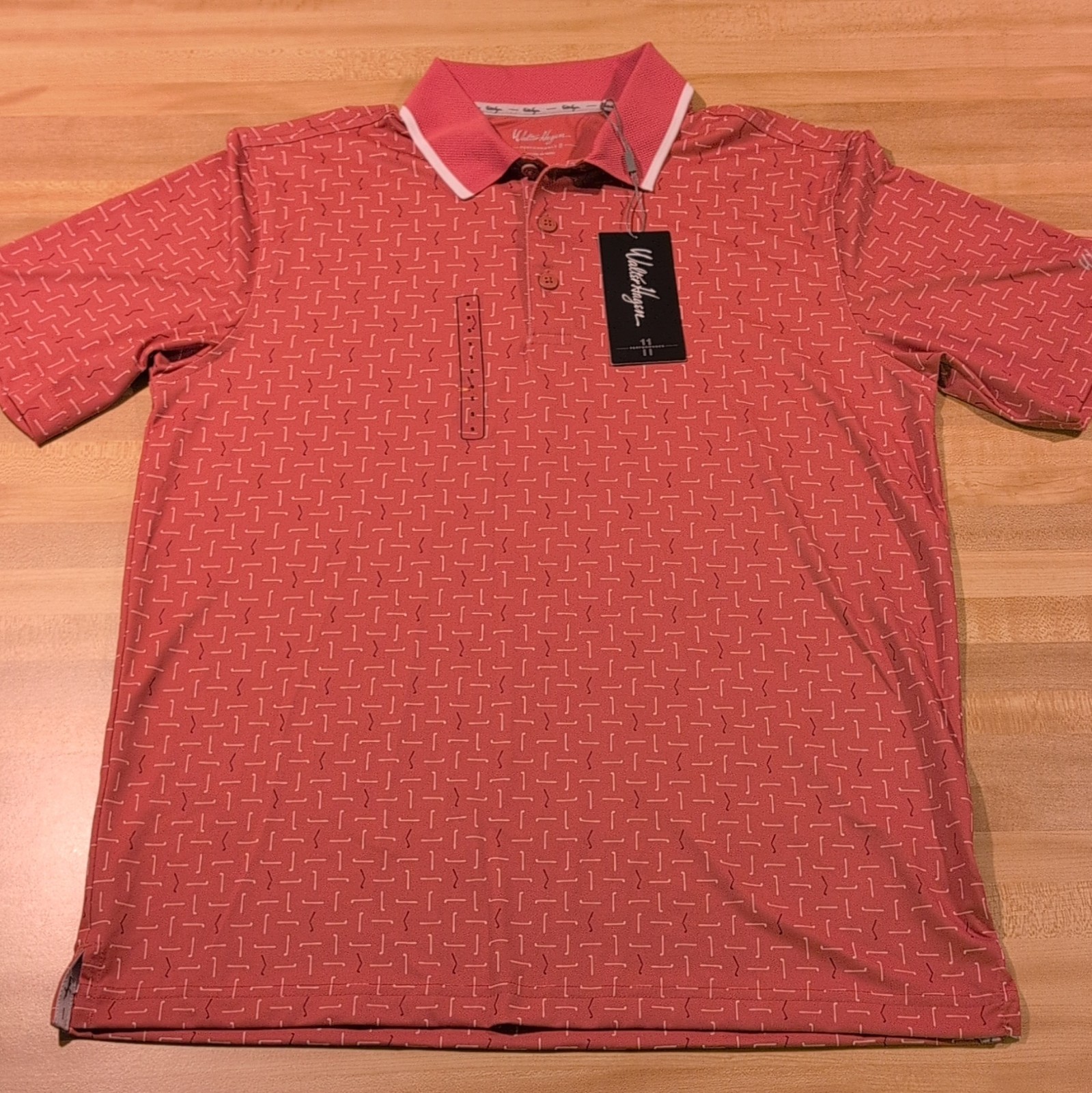 Walter Hagen Performance 11 Men’s S Golf Polo Shirt Orange Geometric