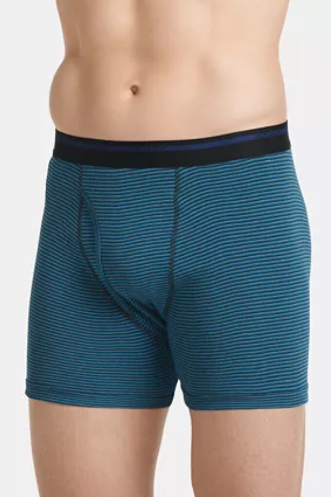 Jockey Men’s Classic 3 Pack 100% Cotton Boxer Briefs M Full Rise Blue/Turquoise
