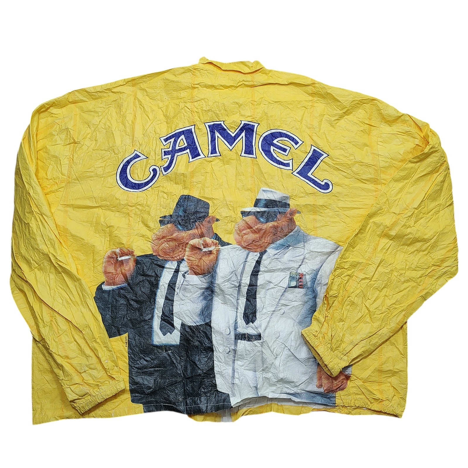 Vintage Camel Jacket Mens XL Yellow Tyvek Blues Brothers Promo Windbreaker 90s