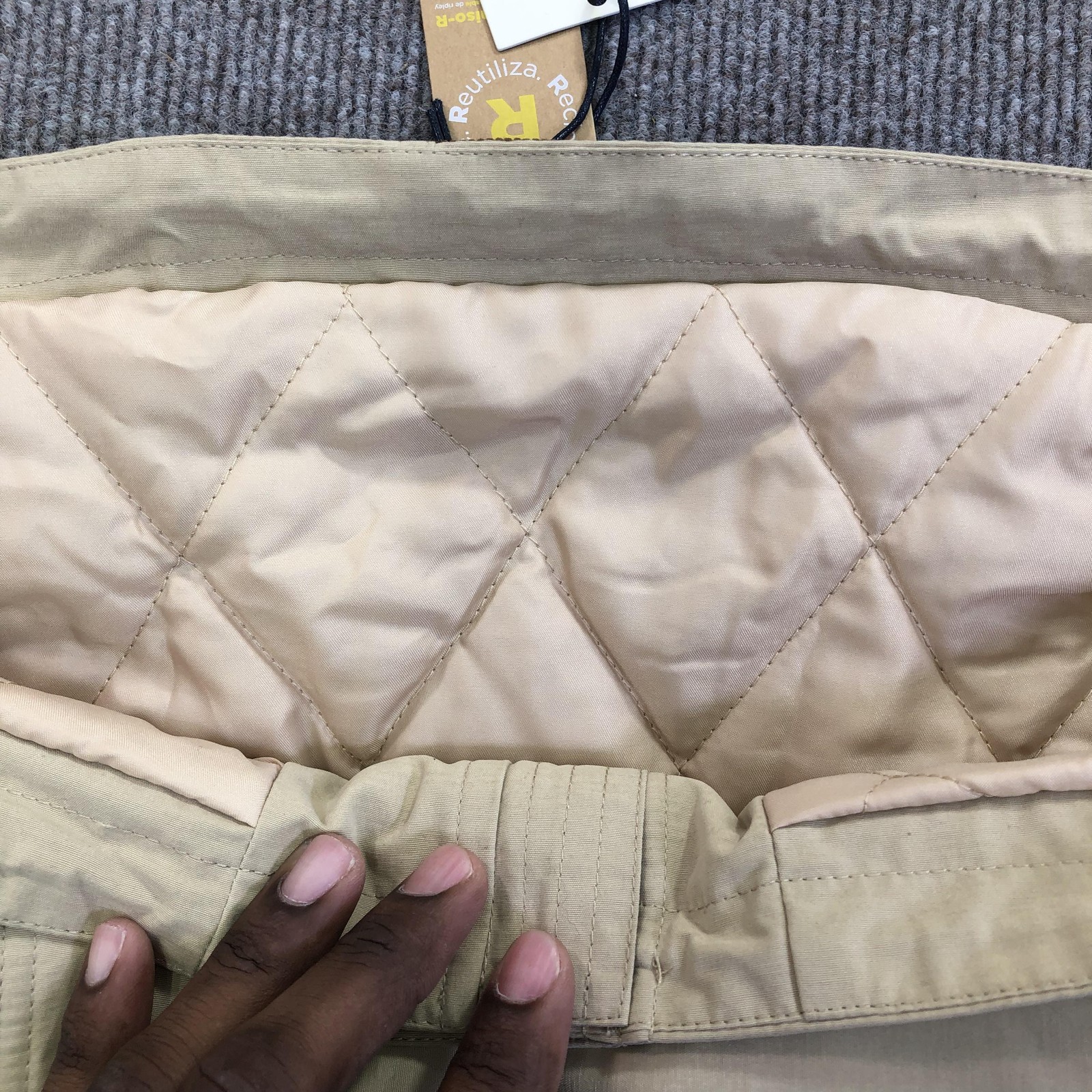 Aeropostale Jacket Mens Small Beige Canvas Quilted Full Zip Corduroy Collar