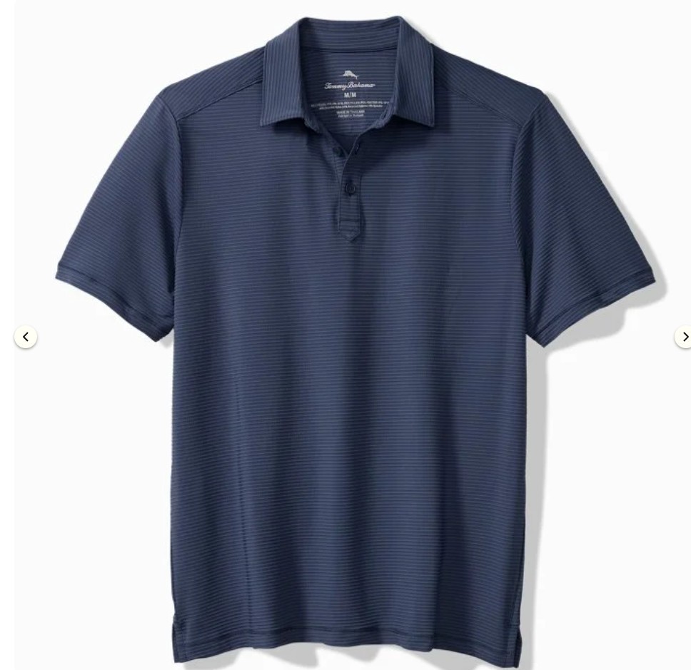 TOMMY BAHAMA COSTA WAVE Men’s Island Zone GOLF POLO SHIRT, Carbon Navy