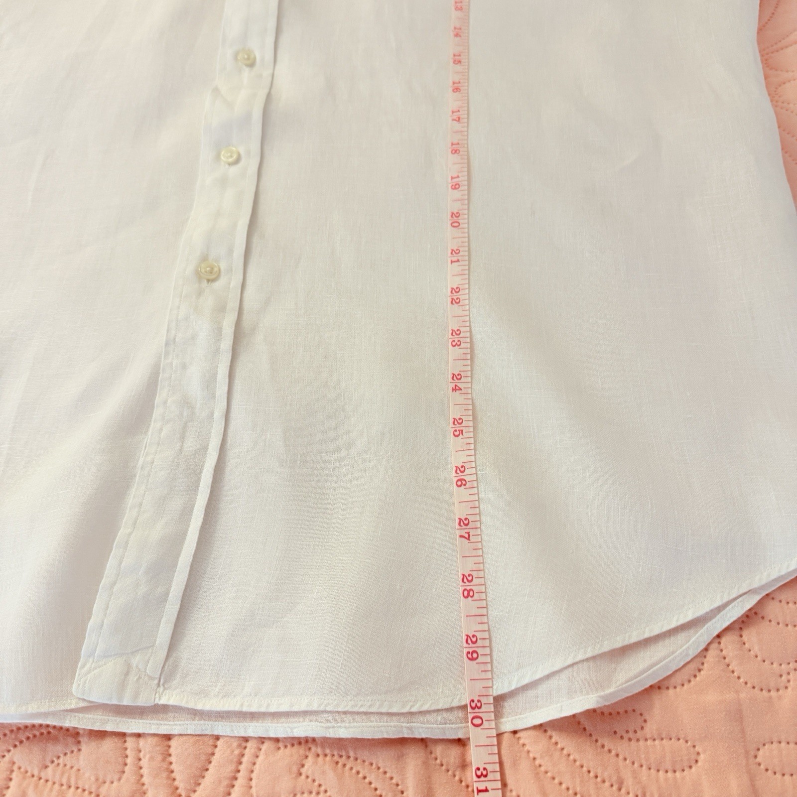 Ralph Lauren Classic Fit Linen Shirt XL White Short Sleeve Button Front