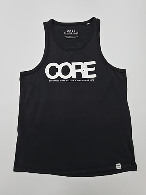 Jack & Jones Mens Tank Top Black Size L Core Graphic Crew Neck
