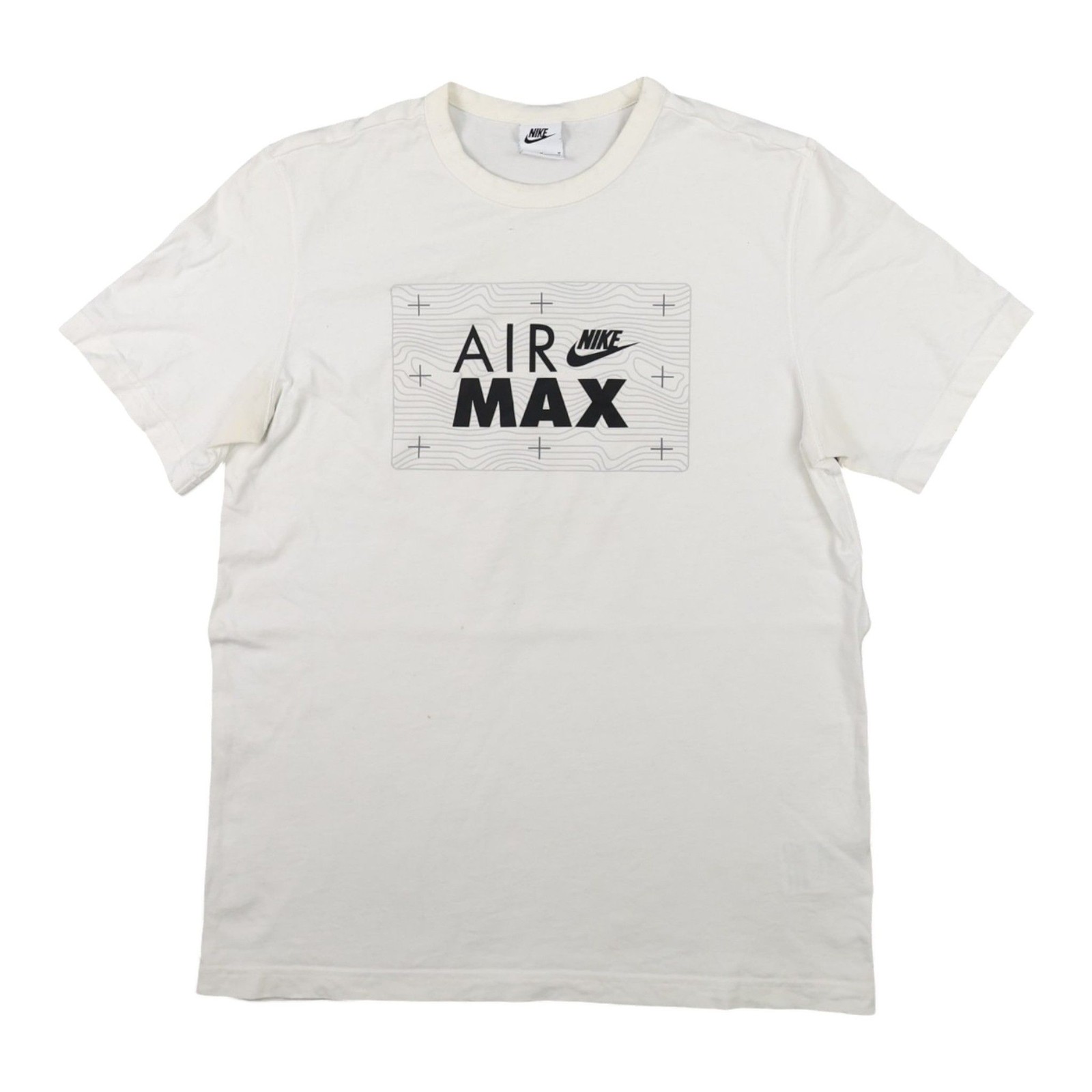 Nike Shirt Mens MEDIUM White Air Max Box Logo Short Sleeve Cotton Crew Neck M
