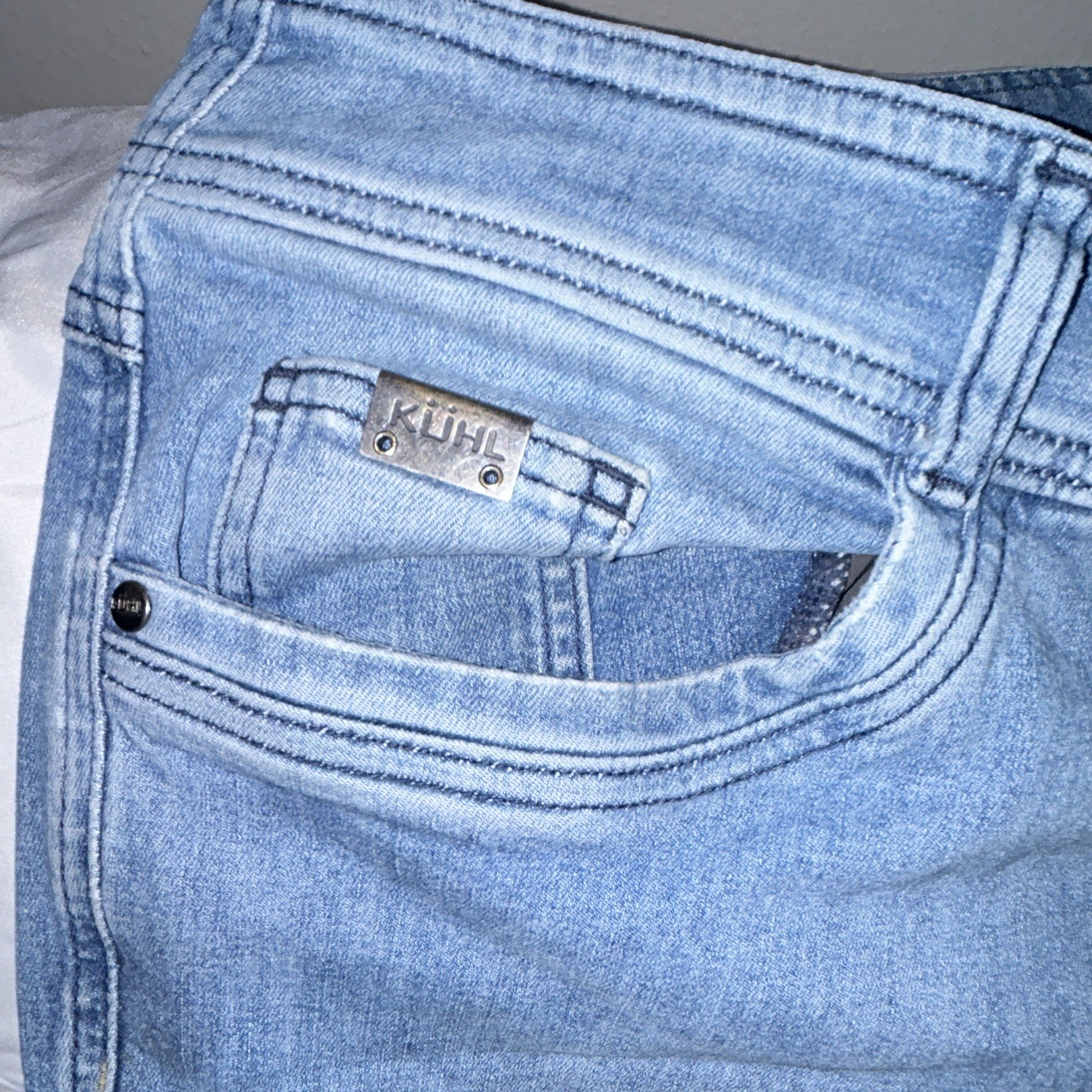 KÜHL Revolvr Men’s Straight Leg Jeans Light Wash Blue Denim Outdoor 38×32