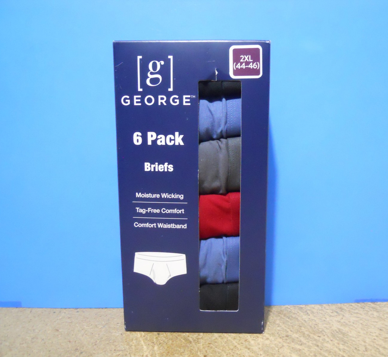 George Men’s Briefs 6 Pack Moisture Wicking Tag-Free Comfort Waistband Size 2XL