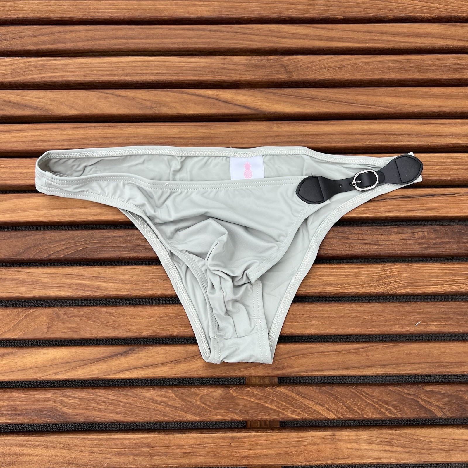 JJ Malibu men grey ultra low w/ buckle swim bikini brief swimwear size S M L XL