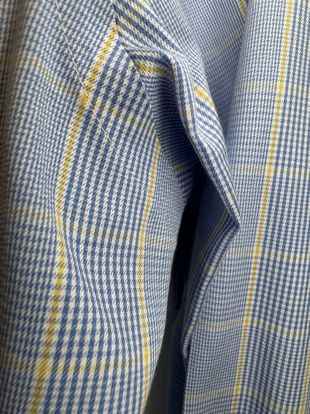 Charles Tyrwhitt Non-Iron Slim Fit Blue/Yellow Plaid Cotton Dress Shirt 15 33