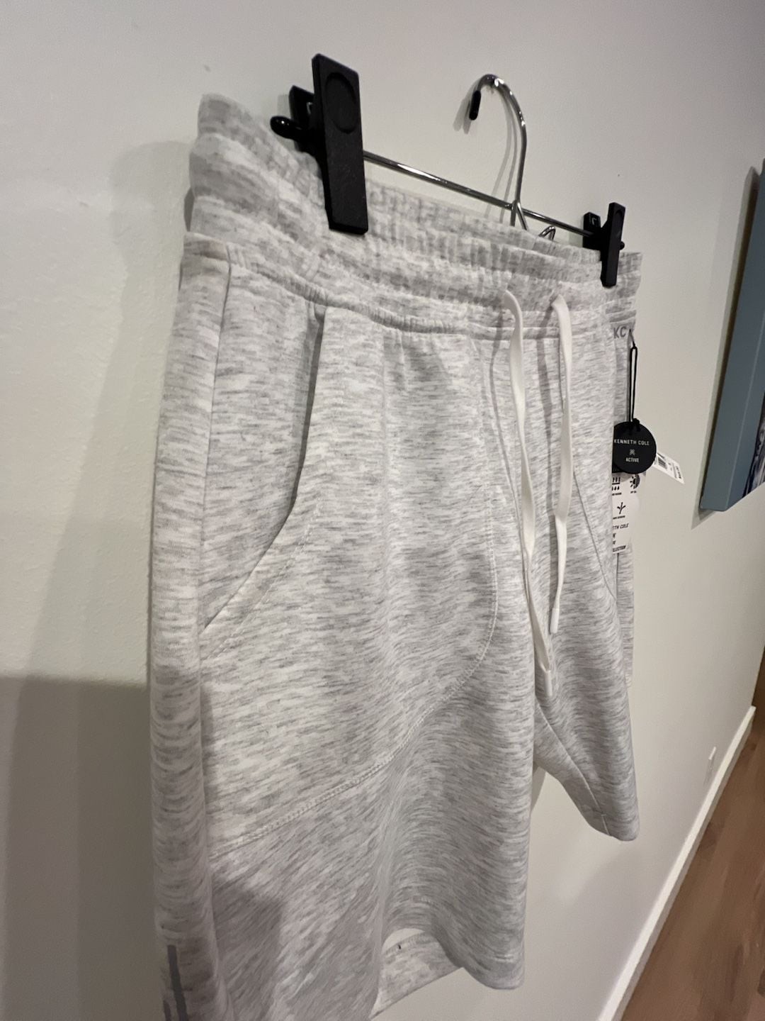 Kenneth Cole Active The Climate Collection Heather Grey Drawstring Sweat Shorts