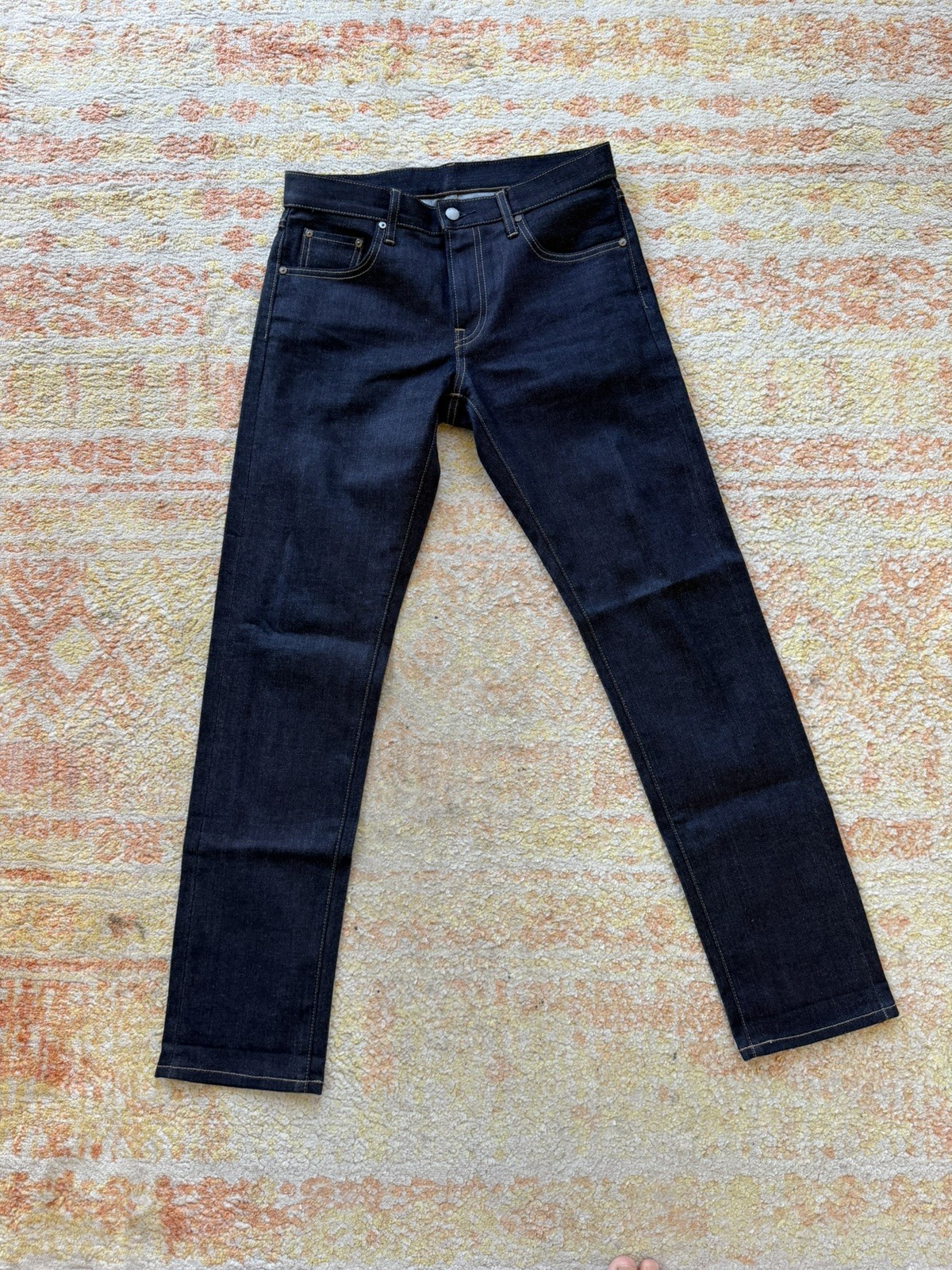 Uniqlo Selvedge Jeans Men 30 x 32 Japan Kaihara Button Fly Denim Raw Indigo