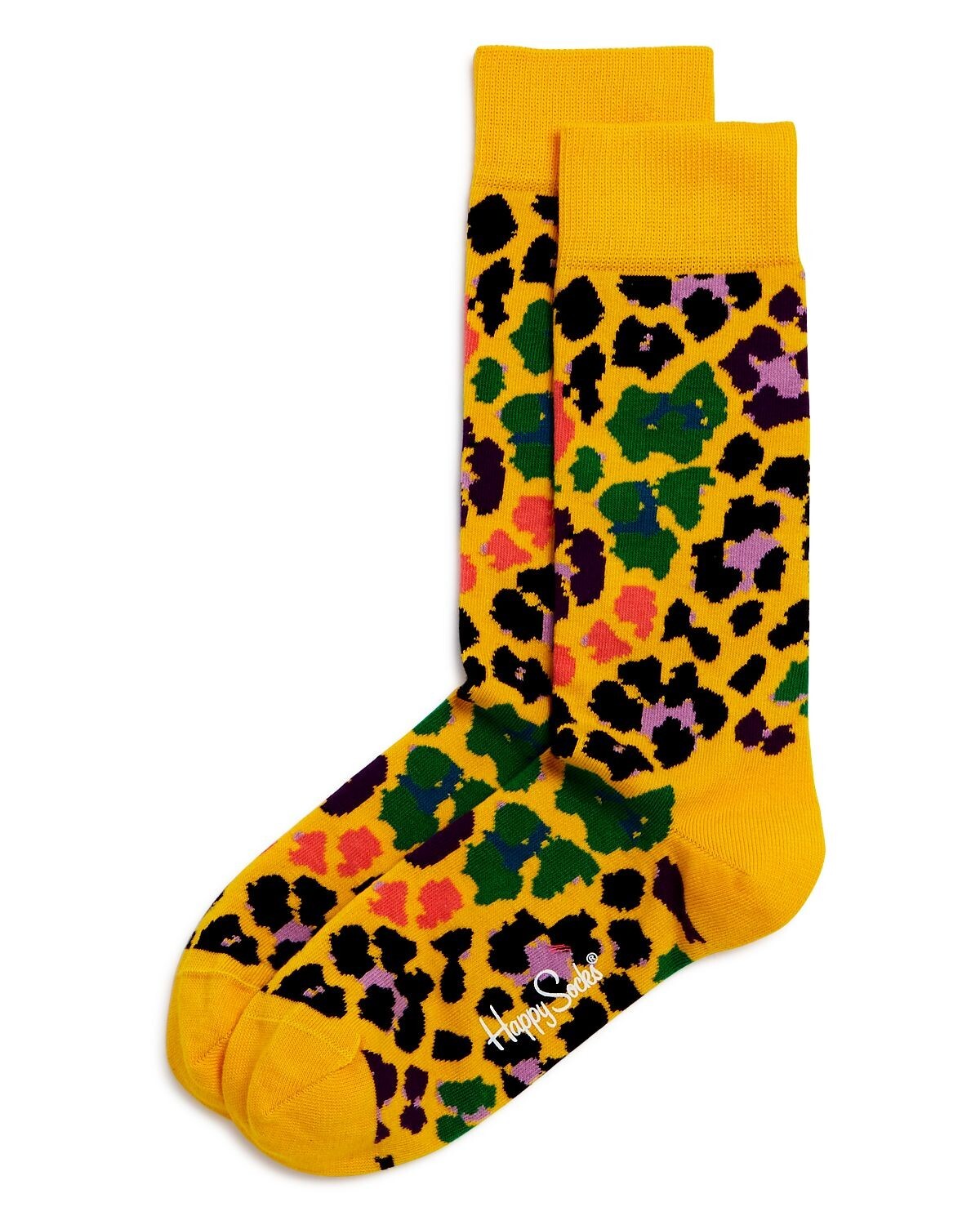 Happy Socks Men’s Mixed-Leopard Print Crew Length Socks, Size 9-11