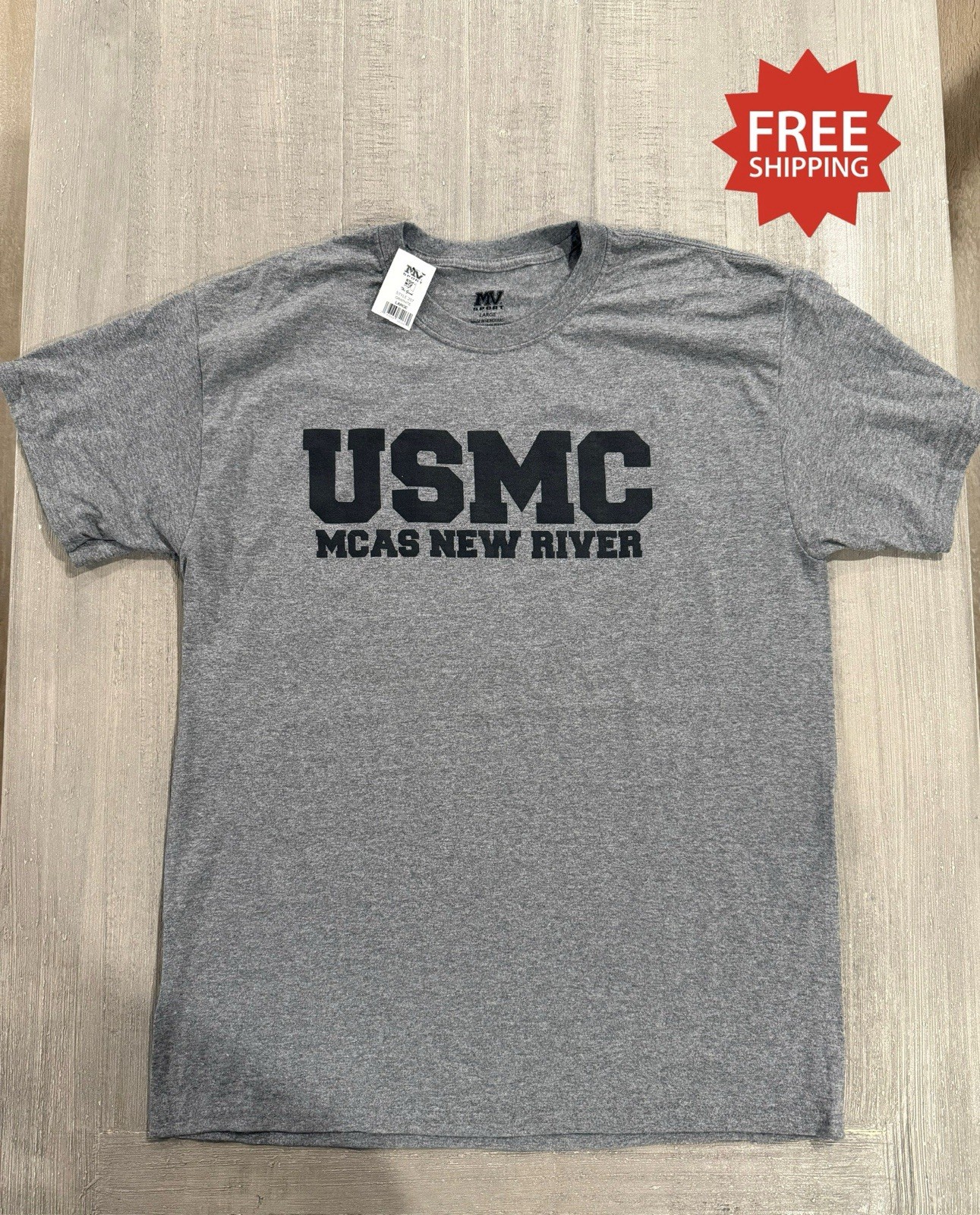 UNITED STATES MARINE CORPS – USMC MCAS NEW RIVER – ASH GRAY T-Shirt – Sz LARGE