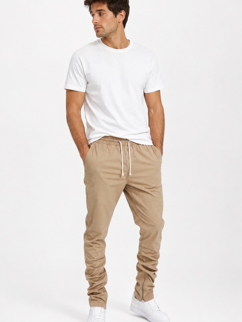 H&M Divided Beige Drawstring Cargo Jogger Pants Tan Size 28 NWT Men’s