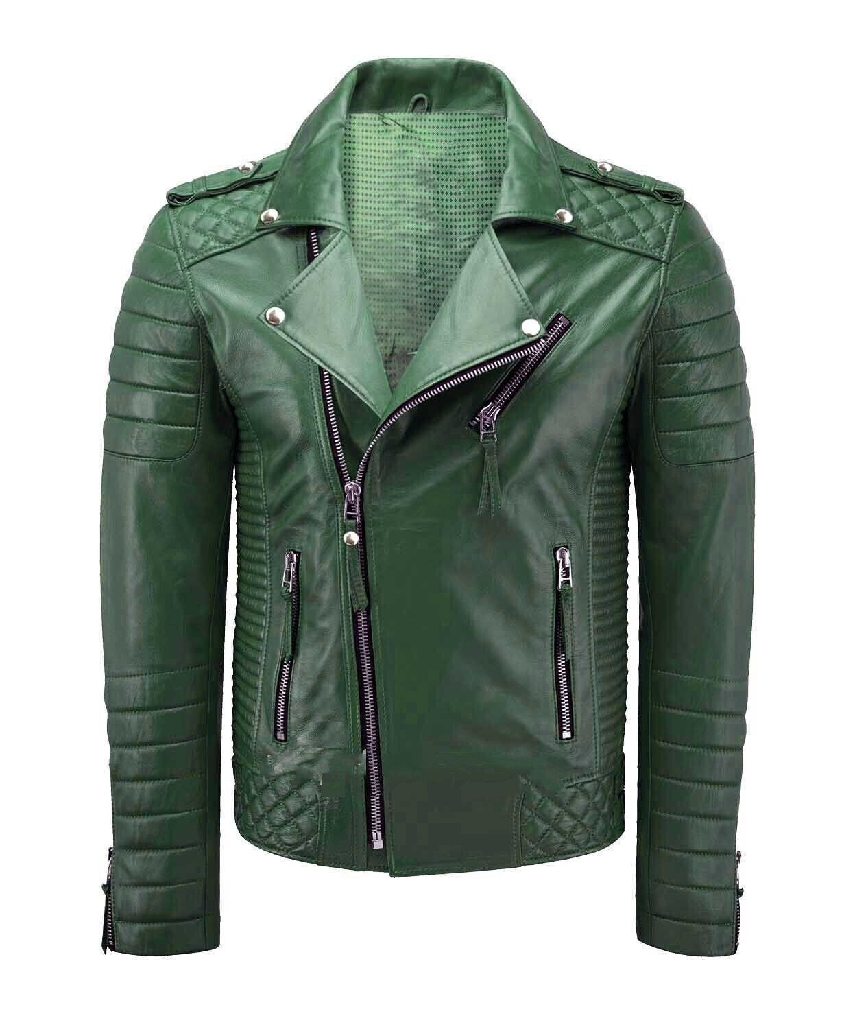 Men’s Genuine Lambskin Leather Jacket Designer Biker Motorcycle Handmade Jacket
