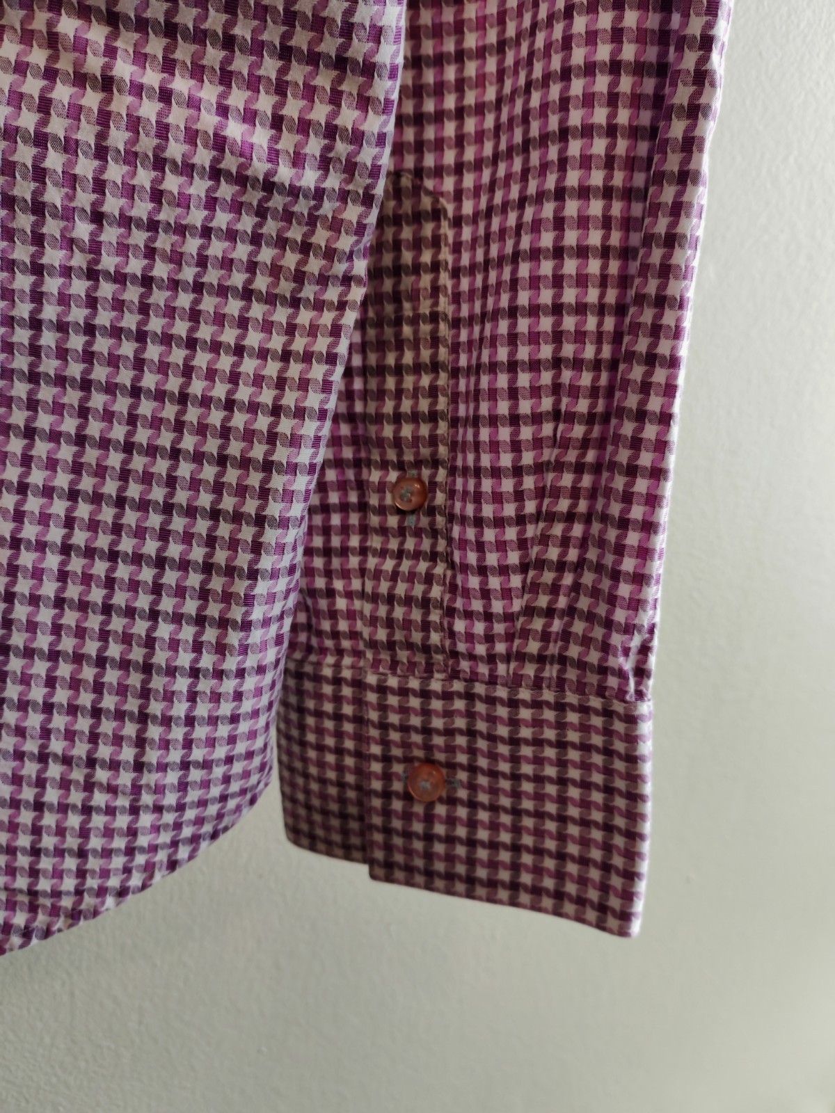 Coton Doux Mens Shirt 42 16.5 Purple Pink White Long Sleeve Smart Casual Starred