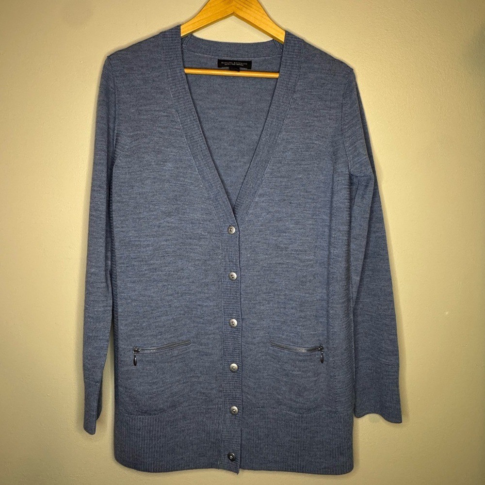 Banana Republic Extra Fine Merino Wool Cardigan Blue Medium