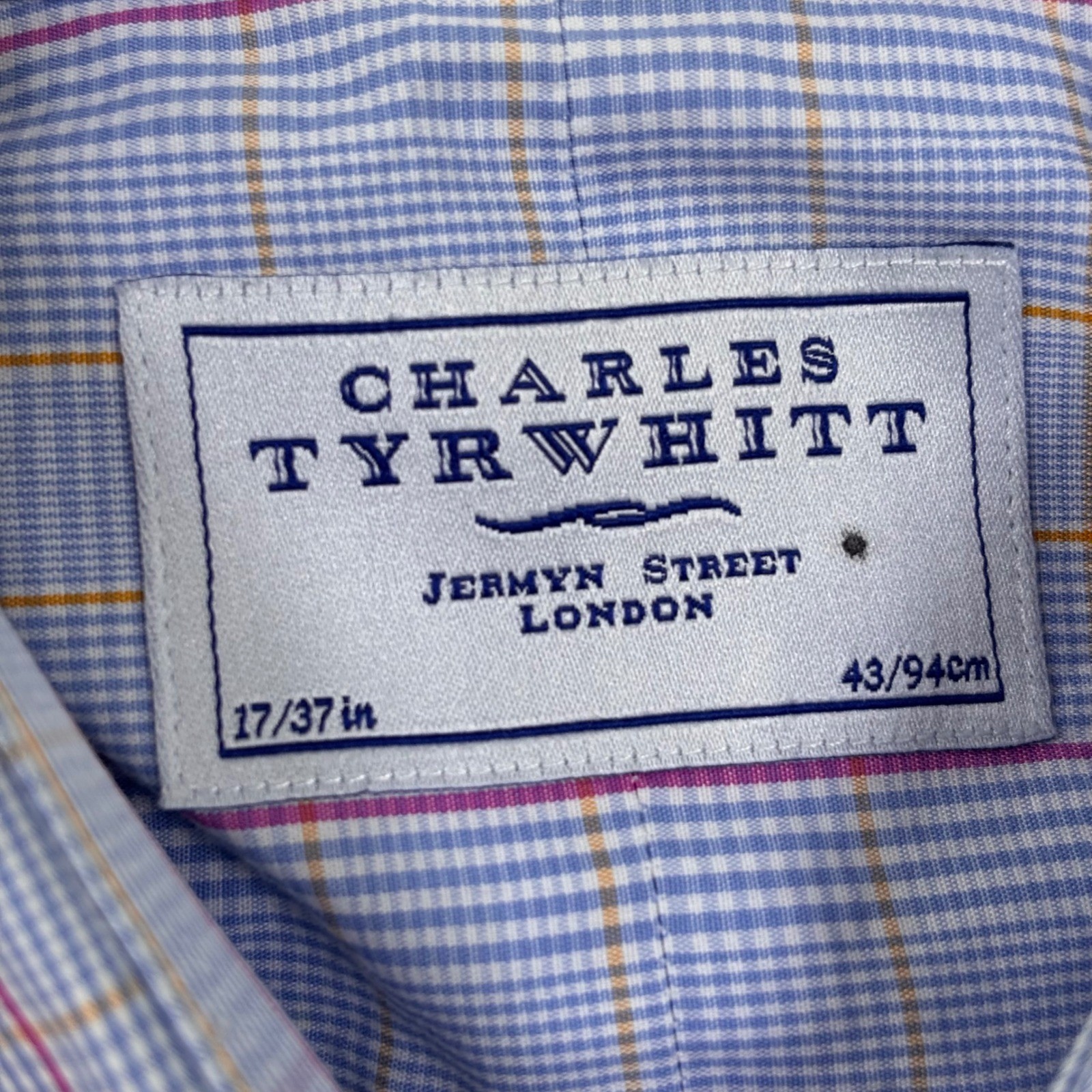Charles Tyrwhitt Mens 17/37 Blue Multi Check French Cuff Dress Shirt 43/94cm