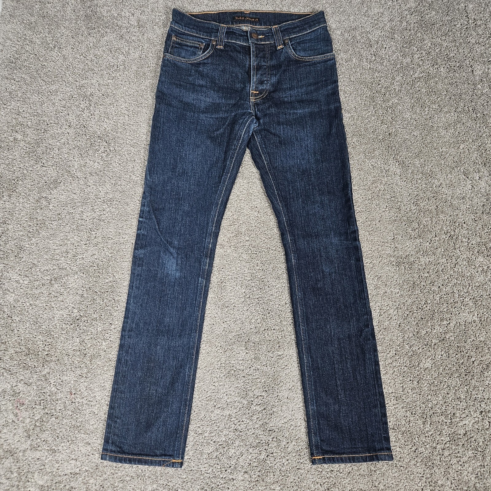 Nudie Jeans Men’s 26X28 (Tag 29X30) Blue Grim Tim Dry Open Navy Made In Italy