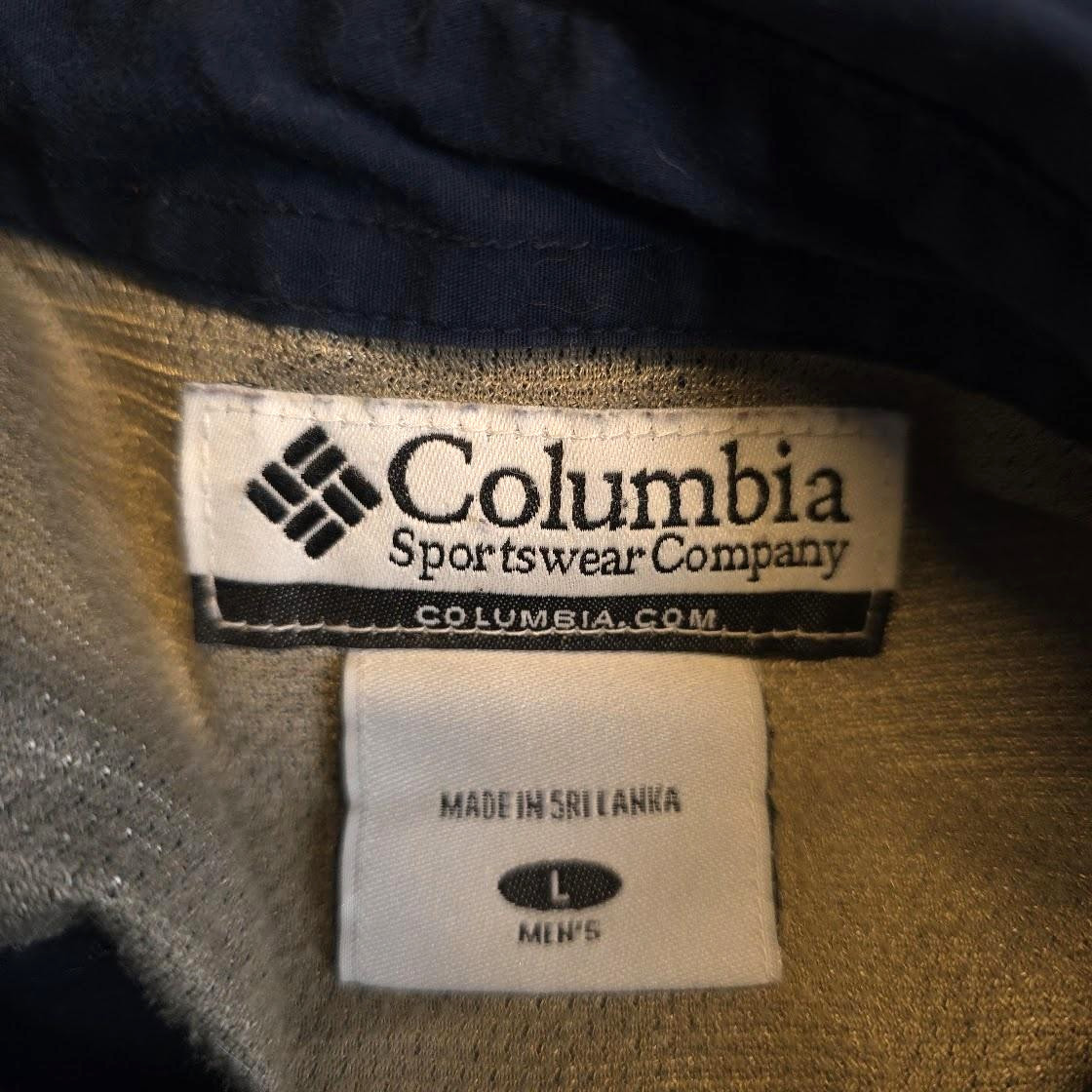 Columbia Shirt Mens L Dark Blue L/S Omni Shade Vented Button Up Pockets EUC