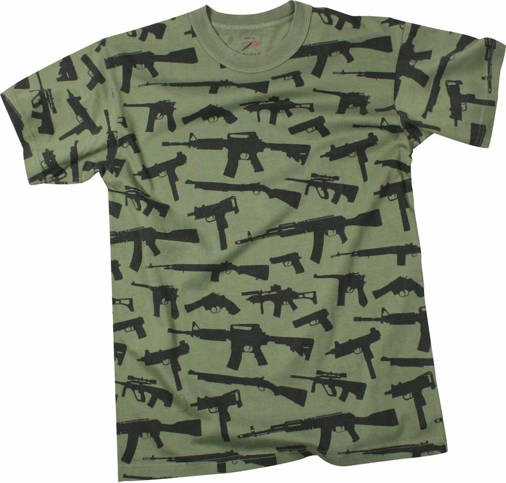 Olive Drab Guns & Rifles Tee 2nd Amendment Rights Vintage Short Sleeve T-Shirt