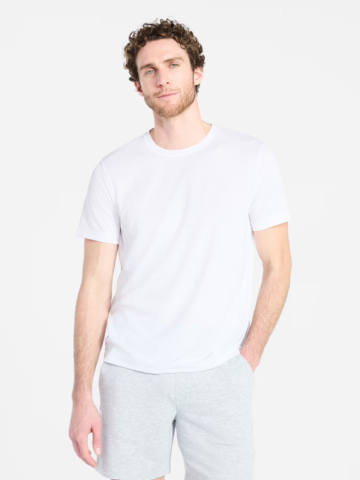 Athletic Works Men’s Core Active Tee with Short Sleeves, Size L White –S9–