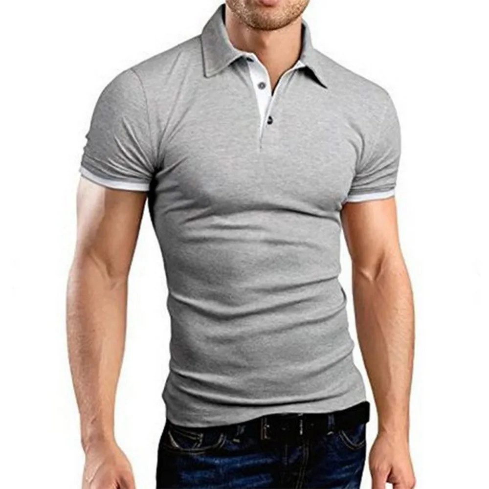 Men’s Color Polo Shirt Slim Fit Casual Gym Tshirt Fashion Tee English Style Gift