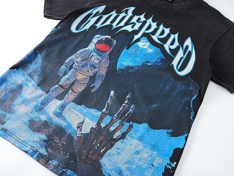 Mens Godspeed Skeleton Palm Astronaut print Tee Short sleeved T-shirt Black