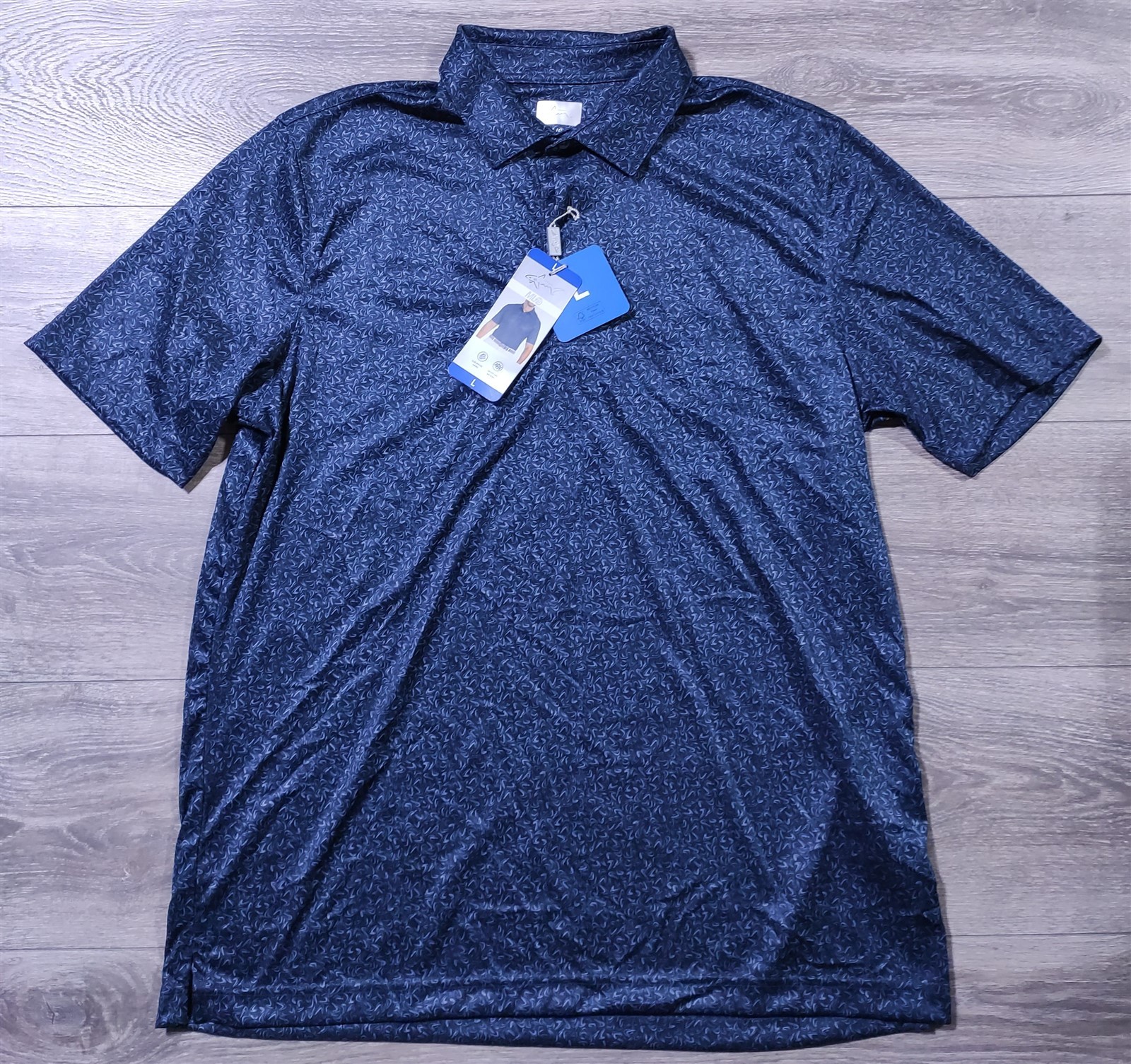 Greg Norman Shirt Adult Large Blue 3 Button ML75 Play Dry Cooling Polo Mens