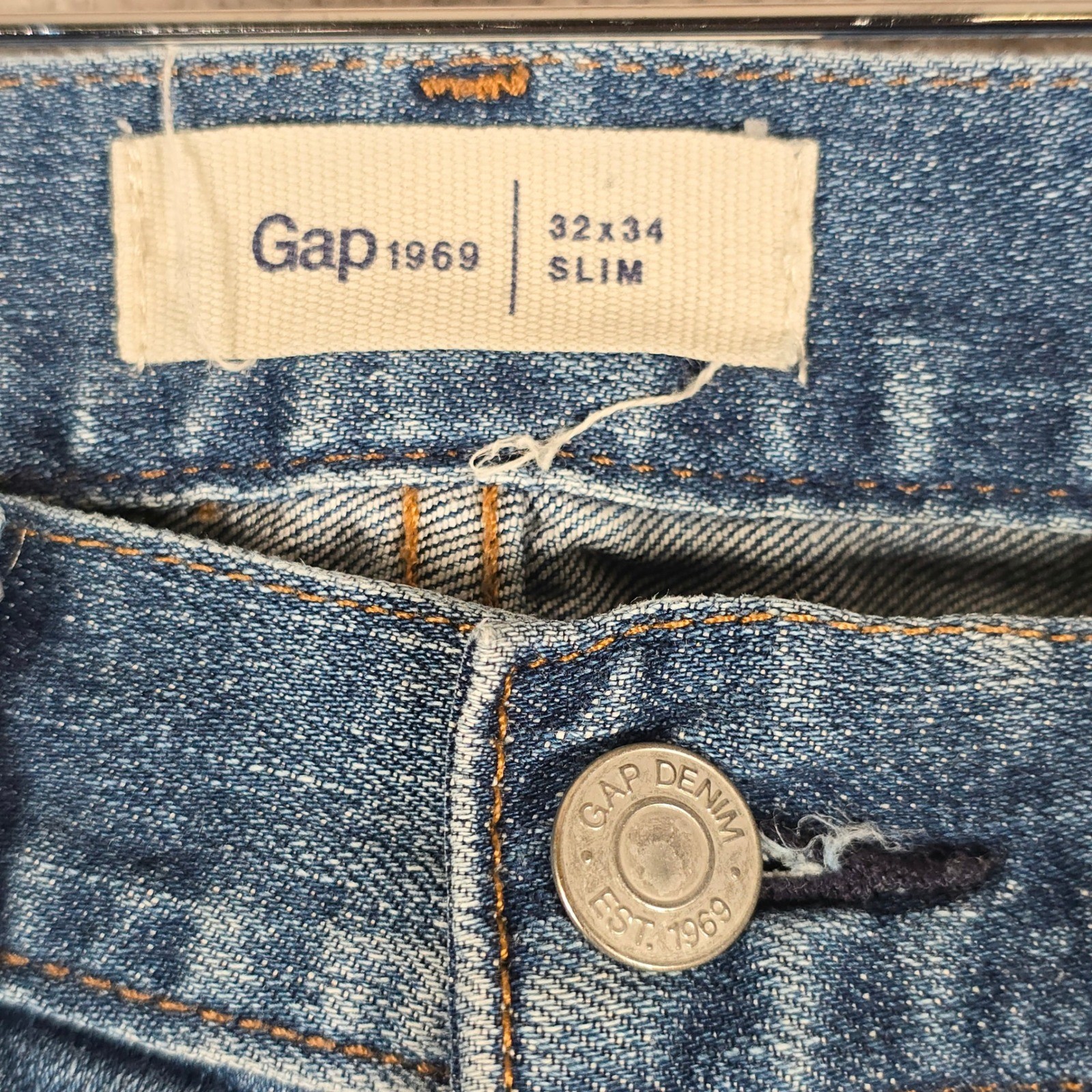 Gap 1969 Slim Fit Mens Blue Denim Jeans 32×34 Medium Wash RN54023