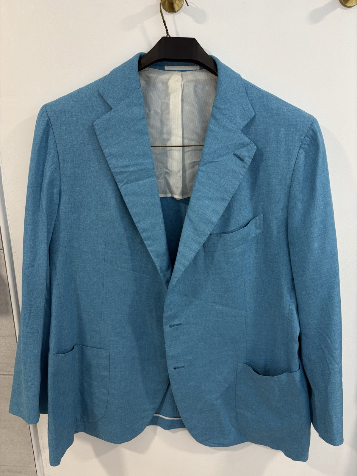 Cesare Attolini Napoli Blazer 46R 56 Blue 52% Cashmere 48% Silk Italy