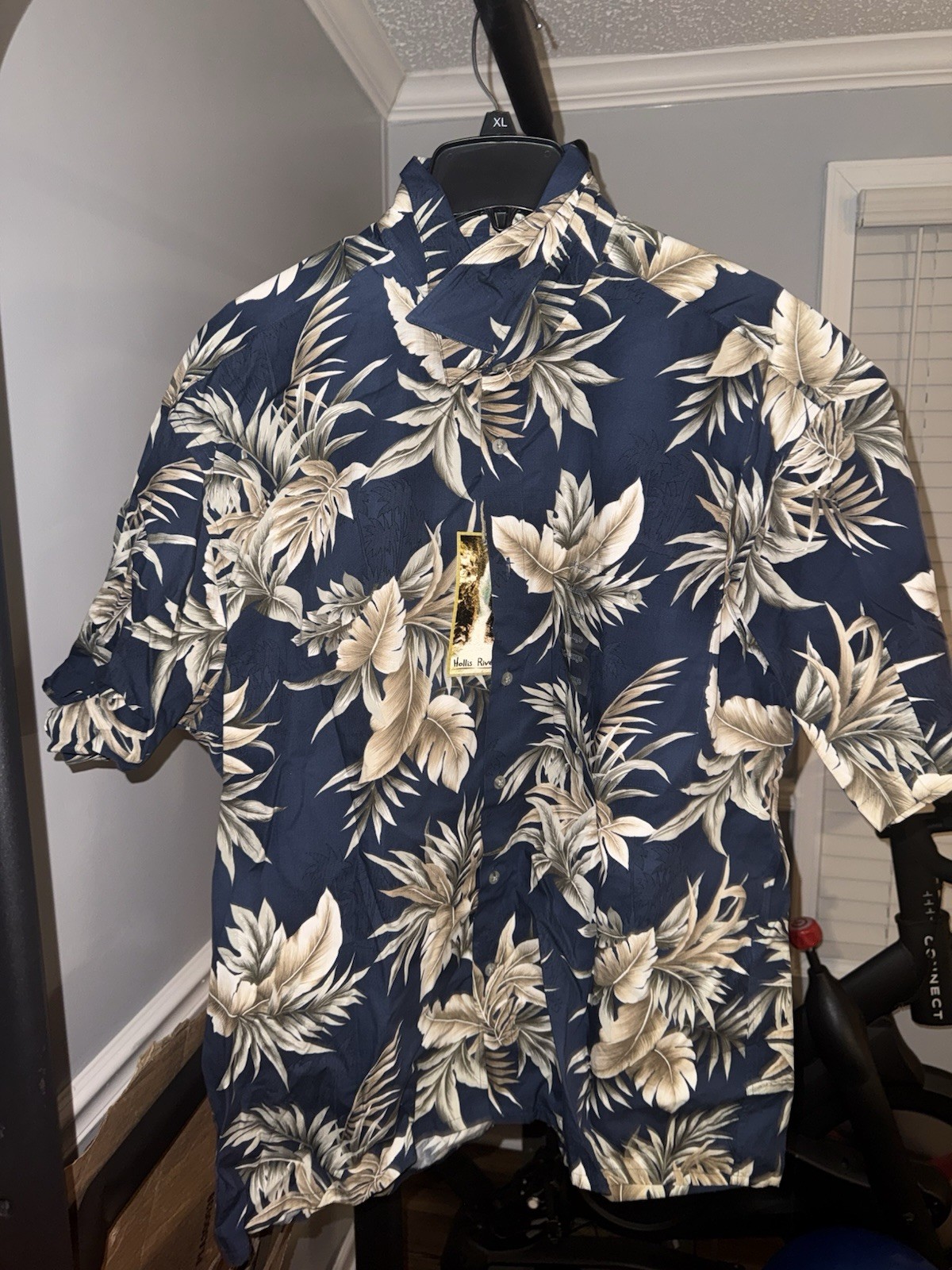 Hollis River Men’s Blue Hawaiian Style Casual Button down Shirt XL Aloha